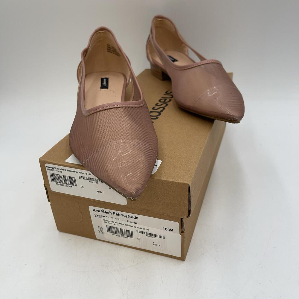 Masseys Ava Mesh Shoes Womens Nude Beige Mesh Slingback Flats 10 W Pointed Toe